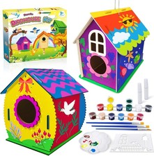 2 Pack Wooden Birdhouse Craft Kit for Kids Build and Paint DIY Activity Set