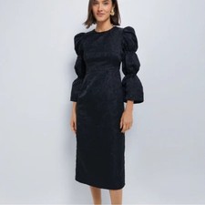 Hyacinth House Black Jacquard Long Sleeve Dress Size Medium