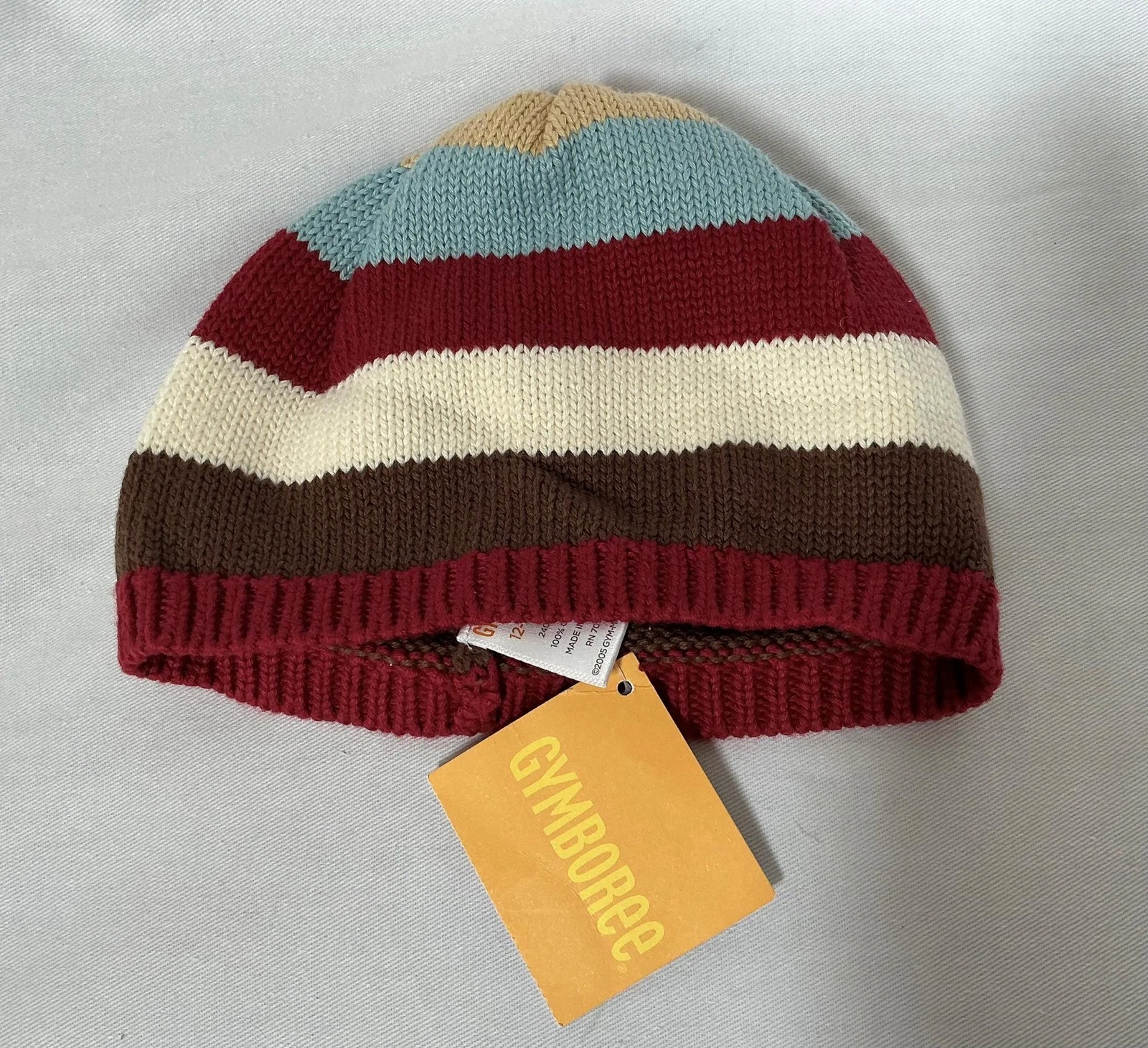 NWT Vtg Gymboree Holiday sweater striped knit beanie hat cap 12-18 m