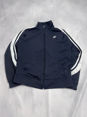 Vintage Nike Track Jacket Trainingsjacke Stickerei Navy Blau Weiß Y2K Gr. XS / S