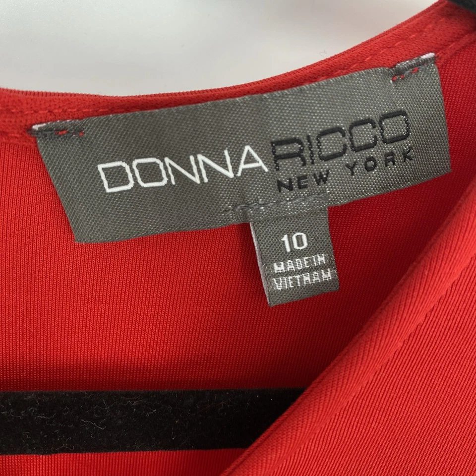 Donna Ricco New York Womens Dress Size 10 Red Fit & Flare Holiday Party - Image 2 of 4