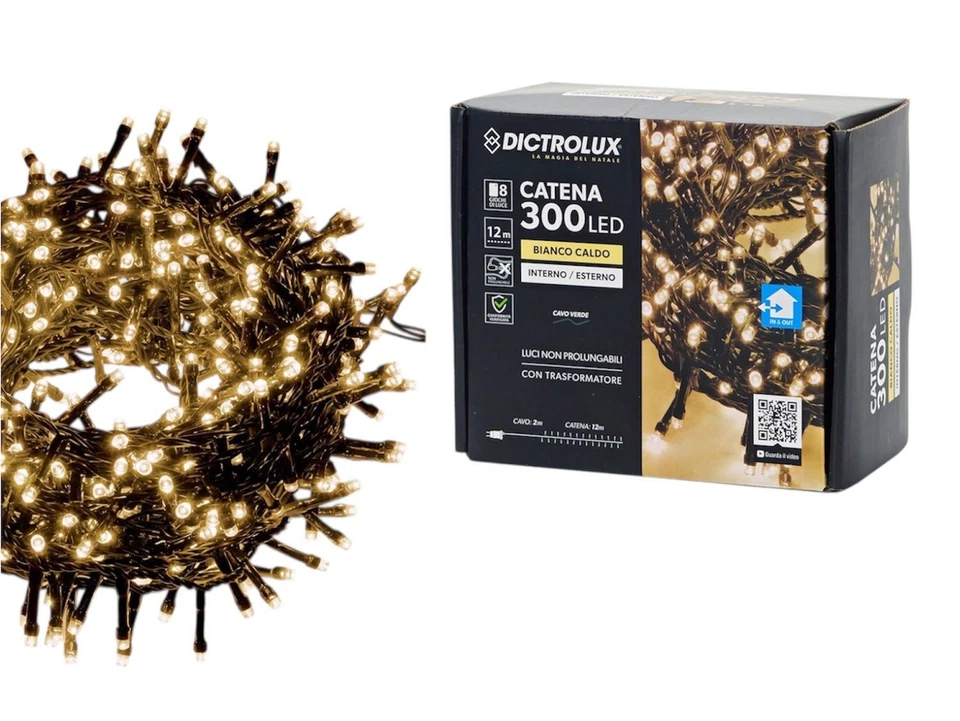 DICTROLUX Luces De Navidad LED Blanco Cálido 1000 LED 20 Metros Exterior 8 Modos - Imagen 2 de 4