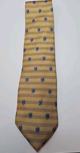 Bill Blass Krawatte 100% Seide Made In USA Gold/Braun & Blau