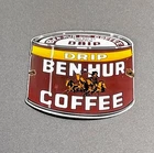 VINTAGE BEN HUR COFFEE CAN STORE DISPLAY PORCELAIN SIGN CAR GAS OIL MOTORCYCLE