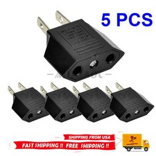5 PCS EU Euro Europe to US USA Power Jack Wall Plug Converter Travel Adapter Us