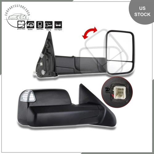 Towing Power Heated LED Signal Side View Mirrors Pair Set For Ram 1500 2500 3500