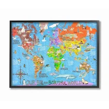 World Map Wall Art 11x14 Black Frame Our Big Beautiful Design by Marley Ungaro