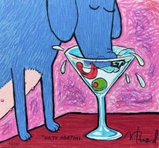 Matt Rinard DIRTY MARTINI Hand Signed Limited Edition Lithograph Art 7" x 7.5"