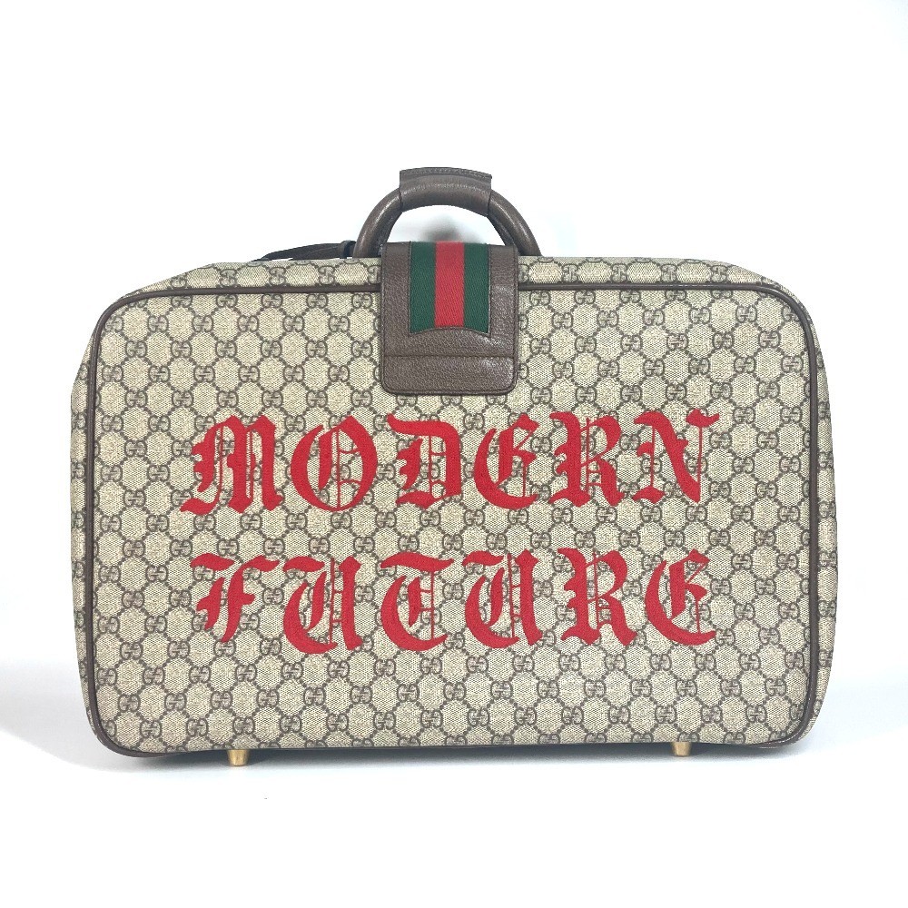 GUCCI 424501 GG Supreme Angry Cat Snake Patch Bag Travel Bag Trunk