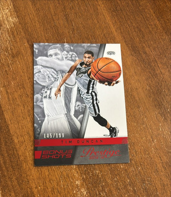 Tim Duncan 2014-15 Prestige Bonus Shots Red #13 Spurs Wake Forest /199 HOF