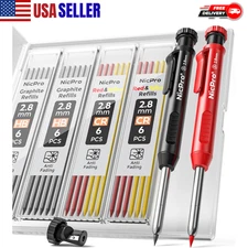 Nicpro Carpenter Pencil with Sharpener, Mechanical Pencils Set with 26 Refills