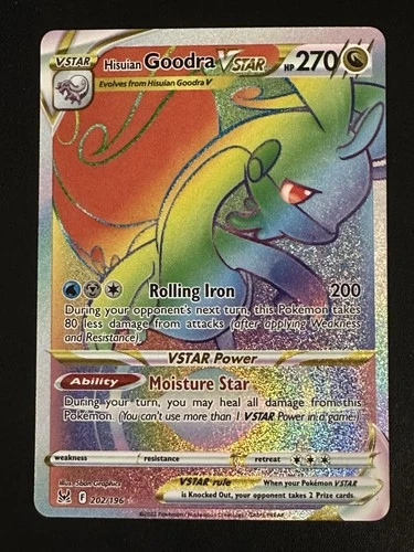 Hisuian Goodra VSTAR 202/196 Pokemon Lost Origin Rainbow Secret Rare Holo NM