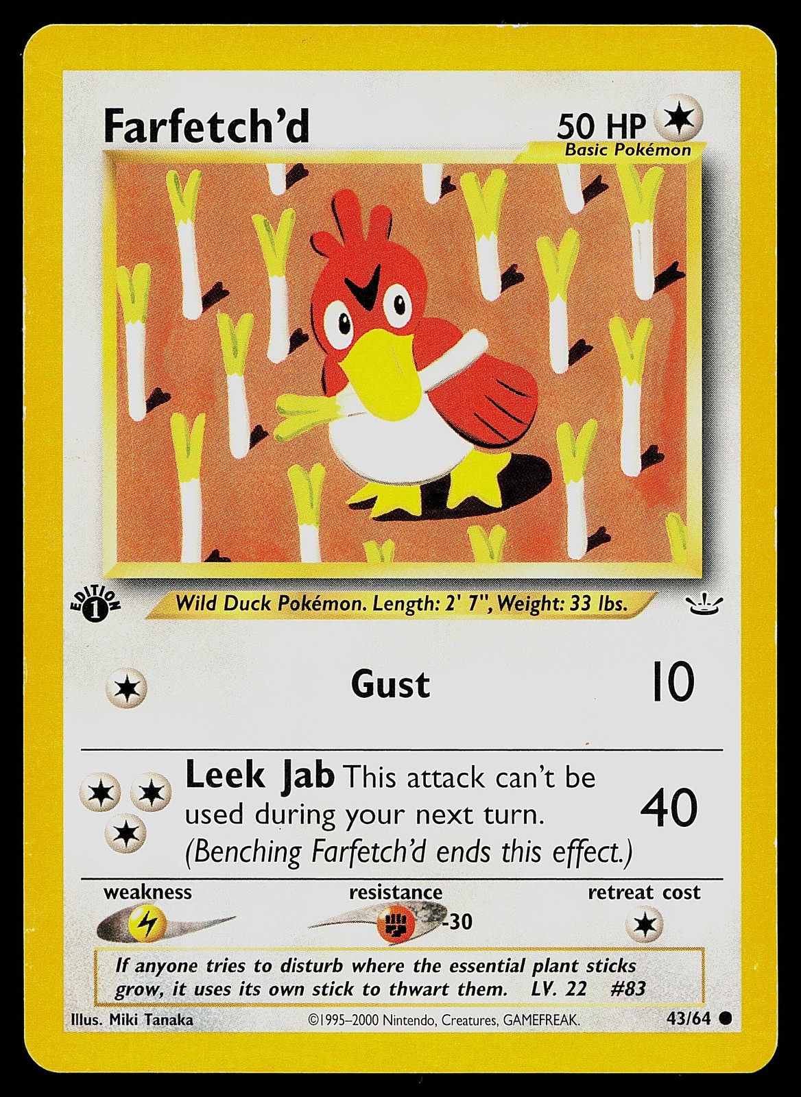 Pokemon Card Farfetch'd 43/64 Neo Revelation 1st Edition