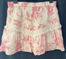 Loveshack Fancy Cove MiniskirtWhite with Pink Floral Design