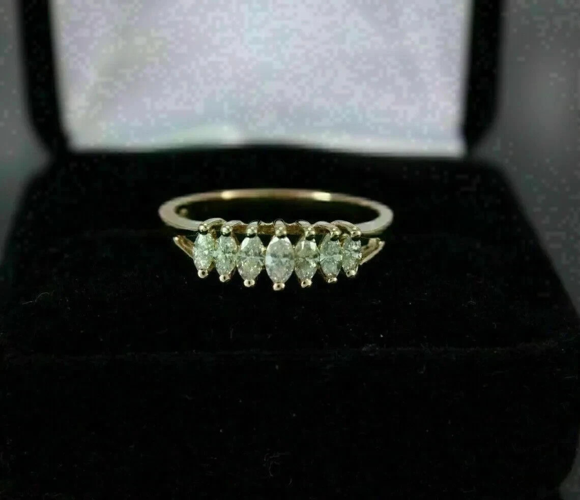 1Ct Marquise Cut Lab Created Diamond Wedding Band Ring 14K Yellow Gold Finish