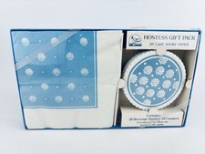 Juego de regalo de anfitriona de papel Cape Shore de colección servilletas posavasos concha de mar azul Nuevo de Lote Antiguo