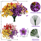 Artificial Mums Flowers for Outdoors, 16 Bundles UV Resistant Fake Plastic Color