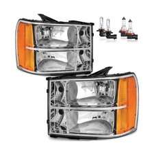 Headlights W/Bulbs for 2007-2013 GMC Sierra 1500/2007-2014 Sierra 2500 HD 350...