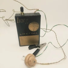1950s Borg “Lifetime” Body-Worn Hearing Aid • Early Transistor Device Complete