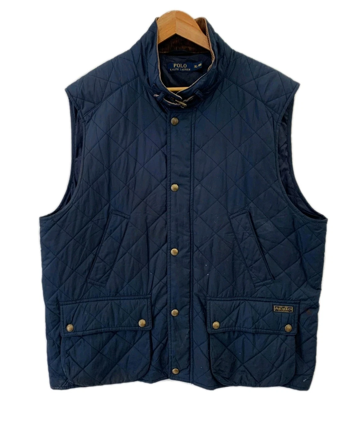 Polo Ralph Lauren Quilted Vest Men’s XL Navy Blue Snap Button Insulated #175