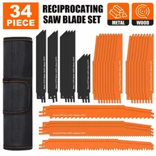 34Pcs Reciprocating Saw Blade Set Wood Pruning and Metal Sheet Cutting 3-24TPI