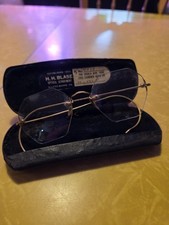 Vintage Wire Rimmed Glasses Spectacle 1/10 12k Gold Filled Etched Frame HH Blase