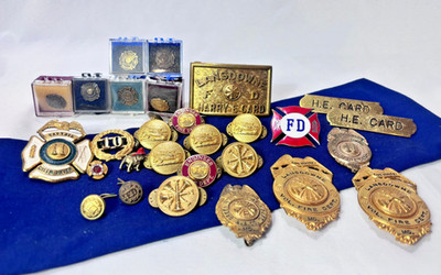 Vtg Baltimore County Fire Department Lot Belt Buckle Pins & Uniform Buttons