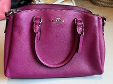 NWT Coach Pink Pebbled Satchel Top Handle Bag Zip Closure w/ Detachable Strap