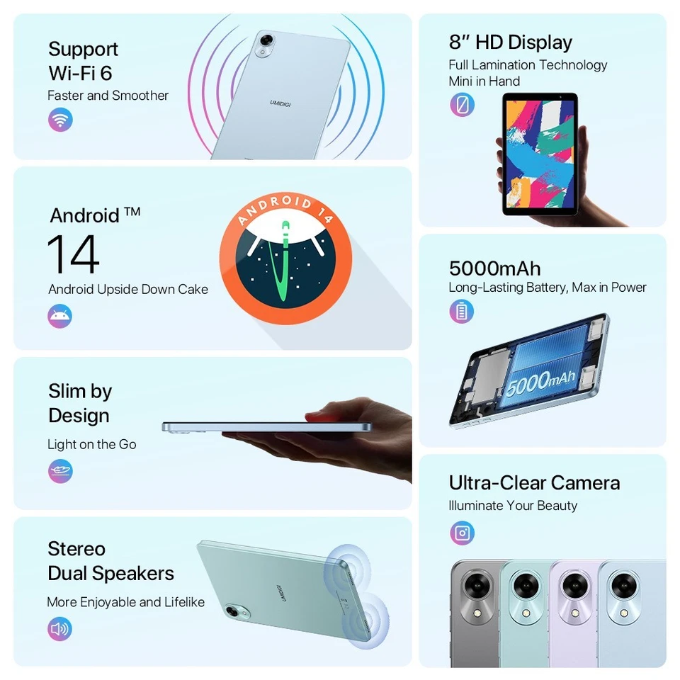UMIDIGI G1 Tab Mini 3GB+32GB 8 Zoll 5000mAh WiFi Bluetooth Android Tablet - Bild 2 von 4