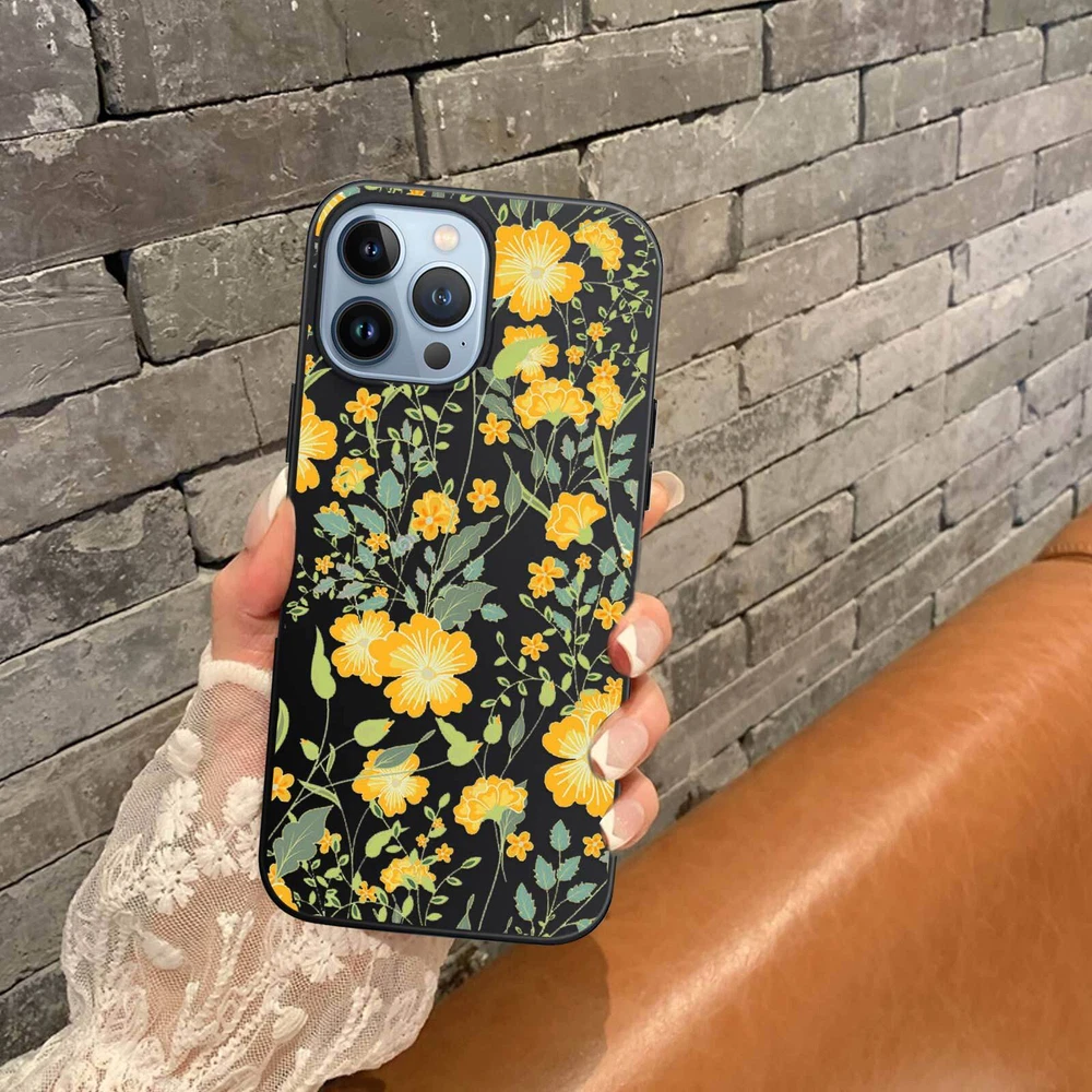 Phone Case For Apple iPhone 14 Pro Max 13 12 15 Flower Lace Protective TPU Cover