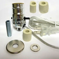 Lamp parts: nickel pre-wired bottle kit - 5/8", 3/4" and 1" adapters  BK-12