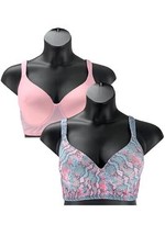 Rhonda Shear 2-pack Molded Cup Leisure Bra Lace Back Snake/Light Pink