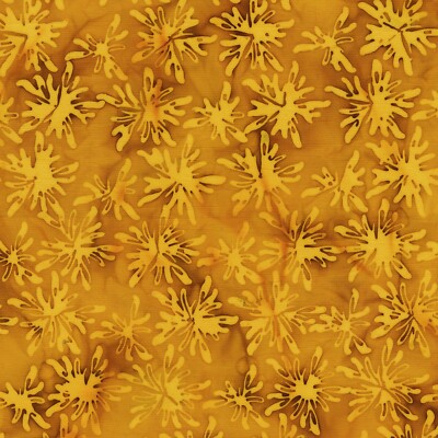 Anthology - Bumble Baliscapes Batik - Blooms - Gold, Fabric by the Yard