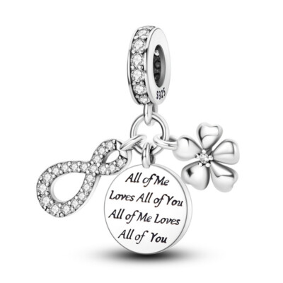 All Of Me Loves All Of You Eternity Luck Clover Charm Bead Sterling Silber 925