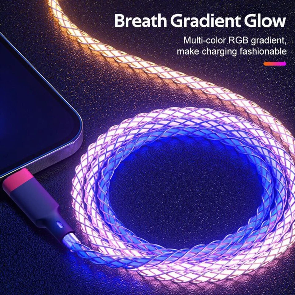 25X USB-C RGB Charger Cable JOB LOT BULK WHOLESALE Type C LED Light Up - Image 4 of 4