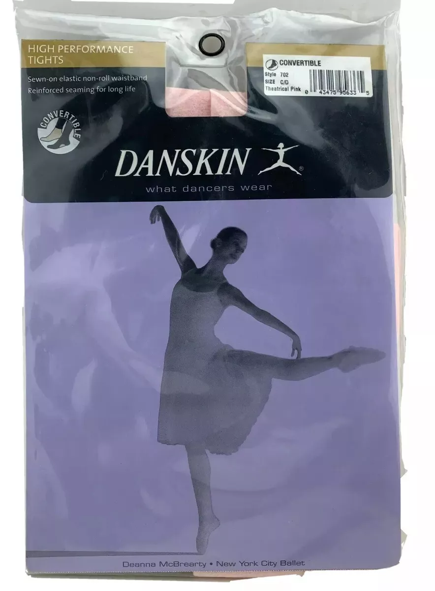 Danskin Women's Convertible Dance Tights 702 Theatrical Pink C/D Early 2000s