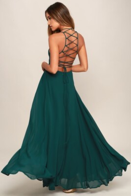 halter dress with keyhole Keyhole Halter Neck A-Line Silhouette Midi Gown NAVY