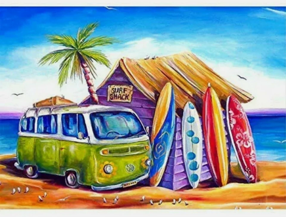 3 шт сделай сам 5D алмазная картина вышивка итальянская приморская деревня и фургон для серфинга  - Изображение 2 из 4