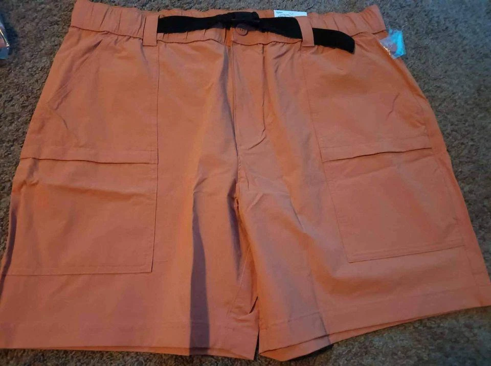 NEW MENS SONOMA OUTDOOR CARGO SHORT ORANGE BELT ABOVE KNEE QUICK DRY SIZE 38