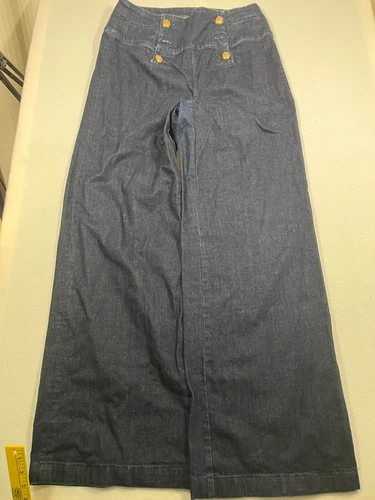 LRL Lauren Jeans Co. Size 10 Wide leg High Rise Jean ^ front Button size 10