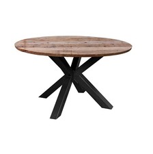 Tavolo da Pranzo Alois Rotondo 140 CM Di Riciclato Legno Antico Massello Cucina