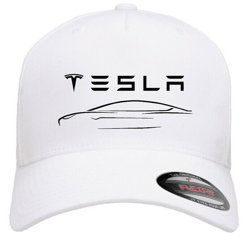 Tesla Motor Car Auto Logo on Hat Flexfit Baseball Cap Printed