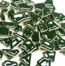 Dark Green Pesto Ceramic Jigsaw Shaped Mosaic Tiles- 50 Tiles - 4-20 mm x 4 mm