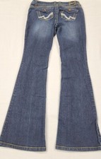 ReWash Jeans 5 Blue. Embroidered. Cotton/Poly/Spandex. Boot Cut. Zip Close.