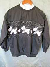 Vtg 80s Stepping Stones Sweatshirt Size Small Scottie Dogs  Bows Knit Inset NWT