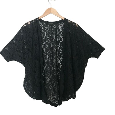 Rienda Women's Black Lace Dolman 3/4 Sleeve Shrug Size Free