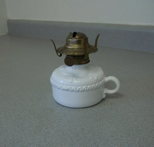 Oil lamp Milk Glass finger lamp Vintage Hong Kong