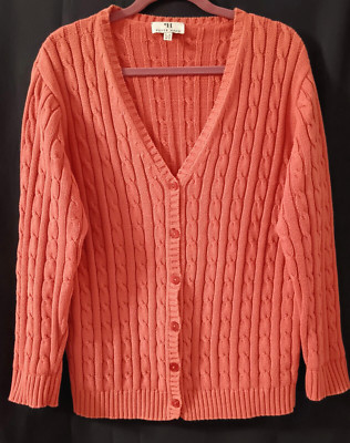 Zopf-Strickjacke PETER HAHN 100% Baumwolle Orange Gr. 46 - s. Maße unten