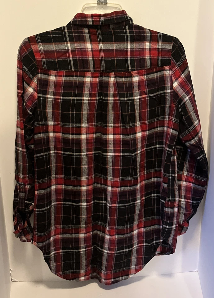 New Direction Womans Red/black Plaid Cotton Flannel Button Up Size S - Изображение 4 из 4