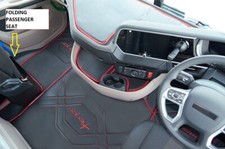 ECO LEATHER FLOOR MATS -BLACK/RED  FIT Daf  XG , XG+  [ FOLDING PASSENGER SEAT]